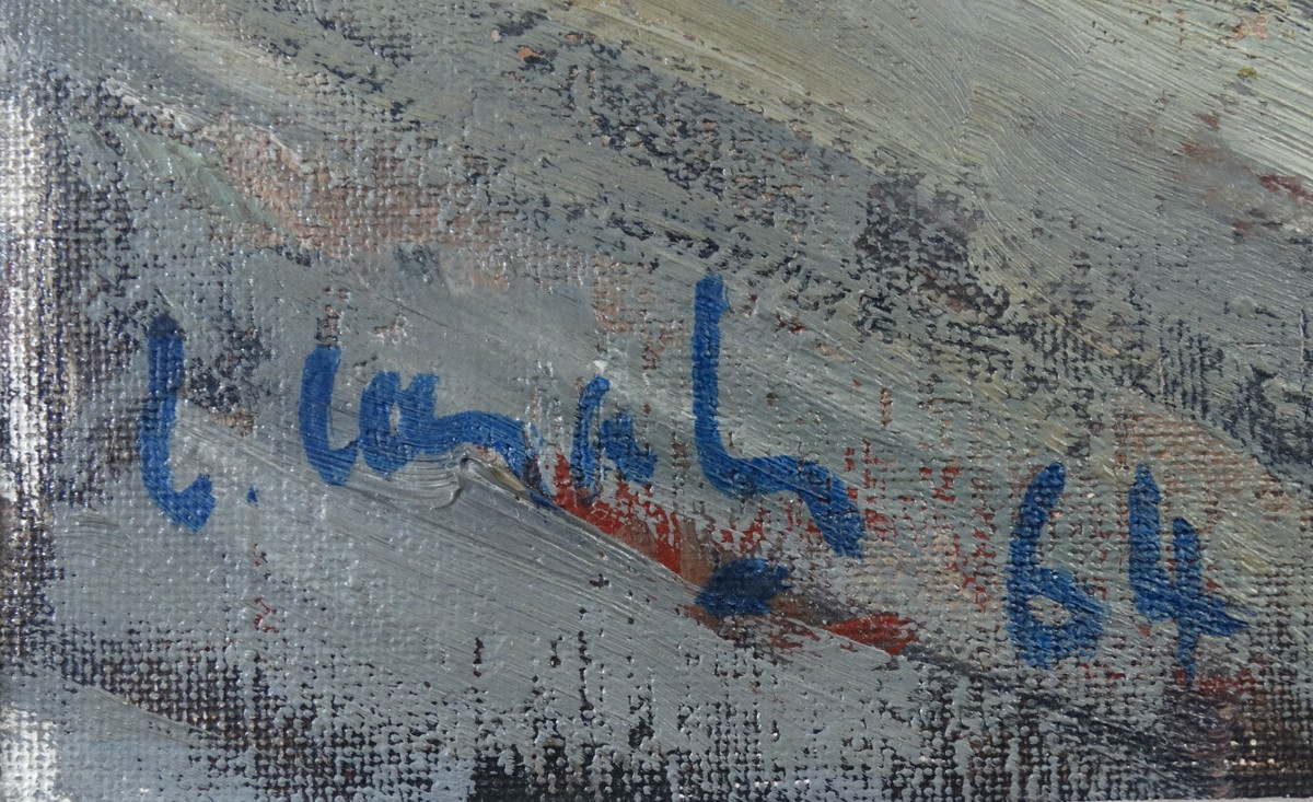 "L'ile Saint-Louis" , huile sur toile de Louis Cazals 1964-photo-3