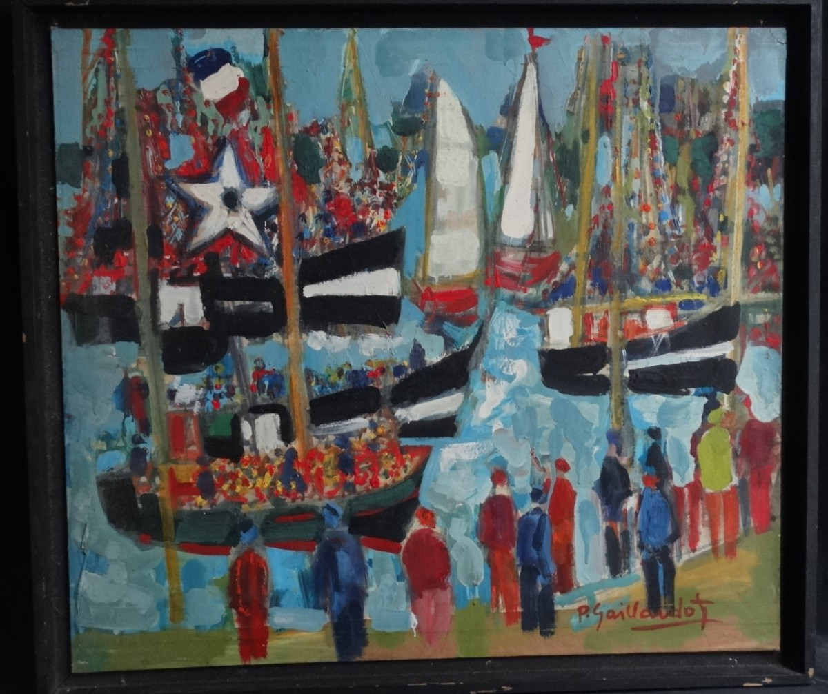 "La fête de la mer à Trouville" huile par Pierre Gaillardot