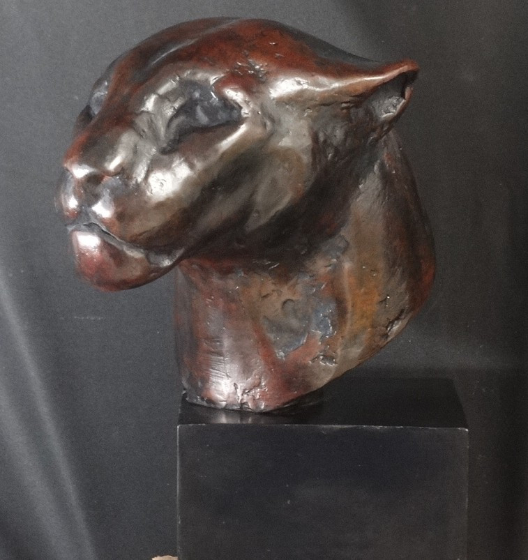 "panther Head" Patinated Bronze Signed Igor Ly -photo-2
