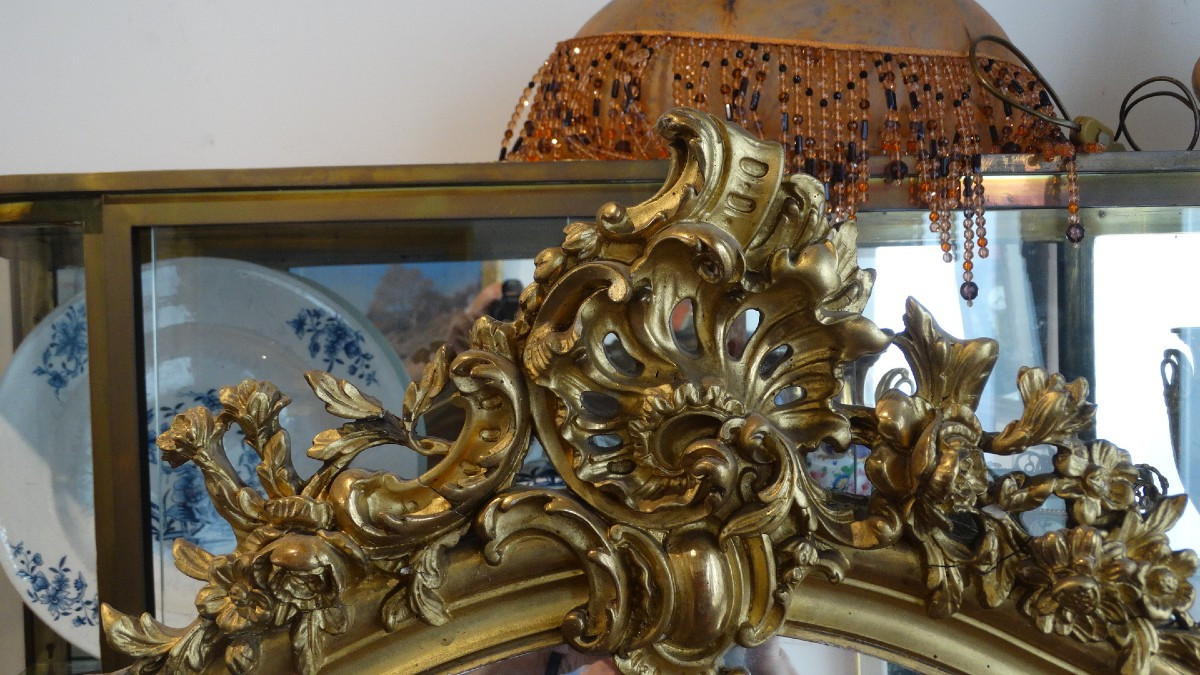 Napoleon III Period Mirror, Gilded Stucco With Gold Leaf-photo-4