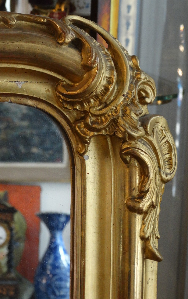 Napoleon III Period Mirror, Gilded Stucco With Gold Leaf-photo-1
