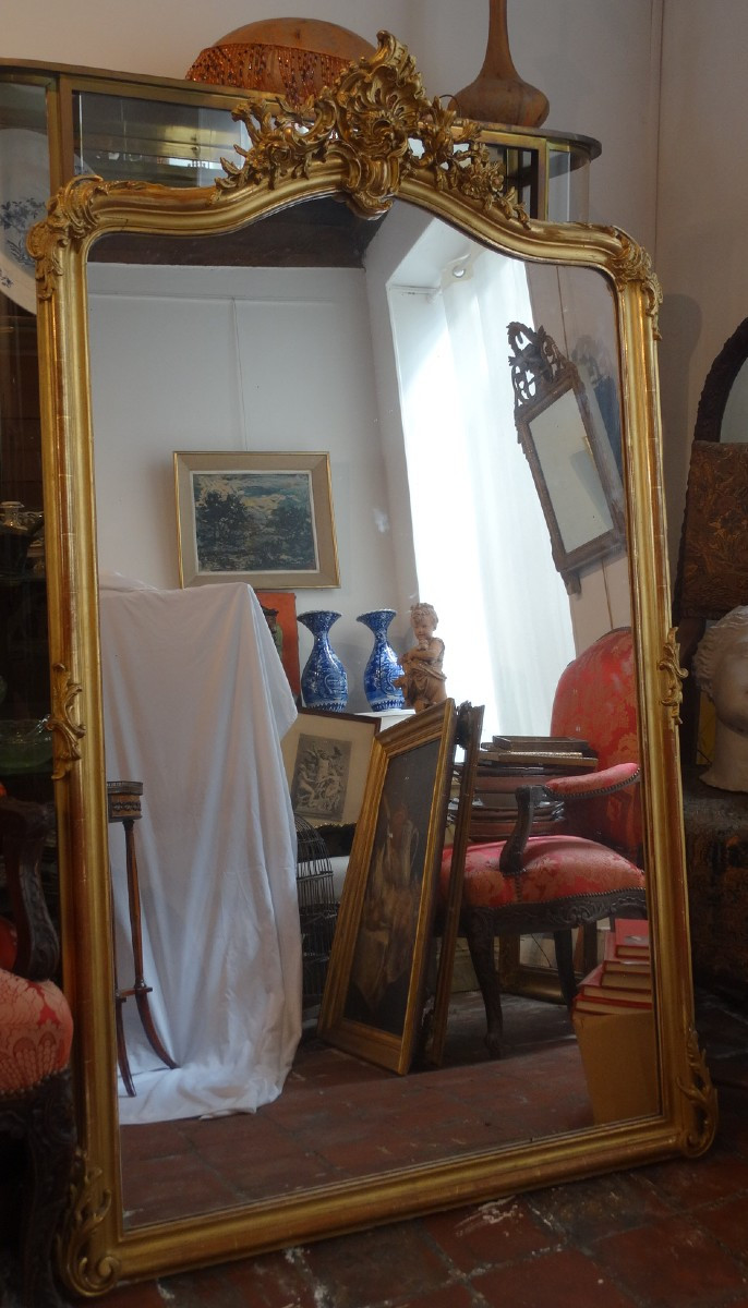 Napoleon III Period Mirror, Gilded Stucco With Gold Leaf