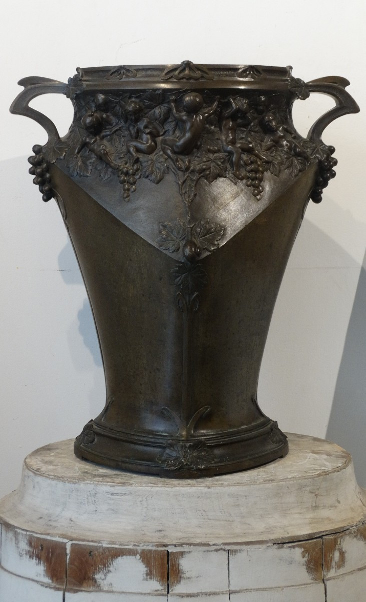 Porte-parapluie en bronze de Jules Jouant-photo-5