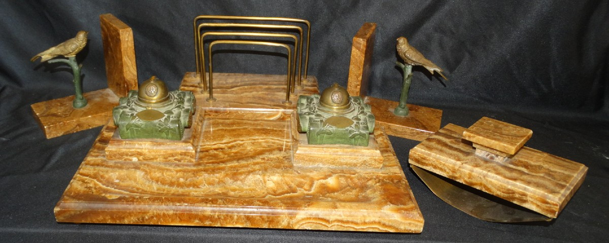 Nécessaire  de bureau encriers forme de  chars d'assaut  