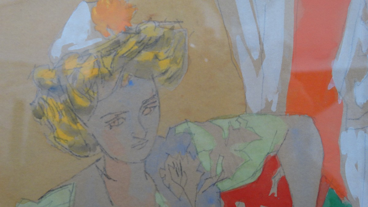 "female Figure" Watercolor By Raymond Legueult, School Of Matisse.-photo-3