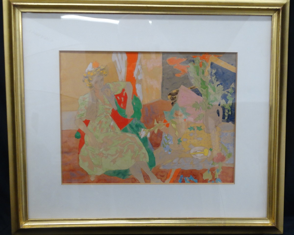 "female Figure" Watercolor By Raymond Legueult, School Of Matisse.-photo-2
