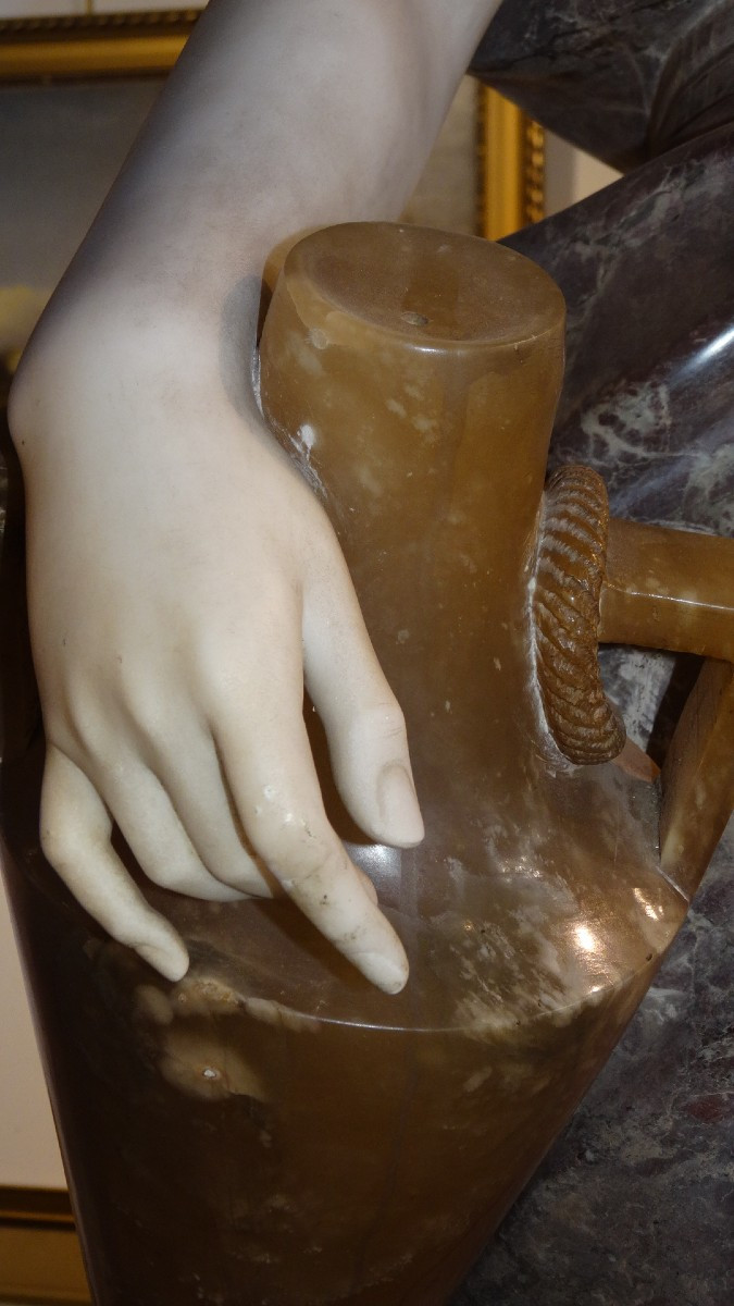 "young Girl With A Pitcher", Marble Sculpture By Emile Boyer -photo-5
