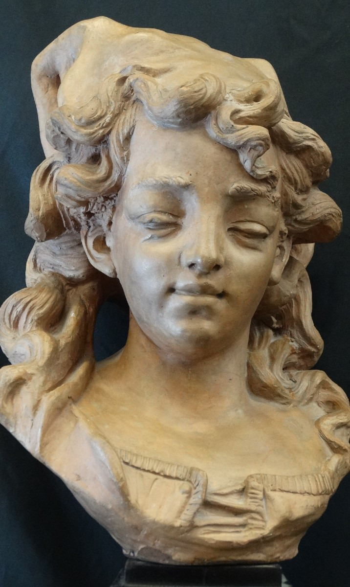 Female Terracotta Bust 19th Century-photo-2
