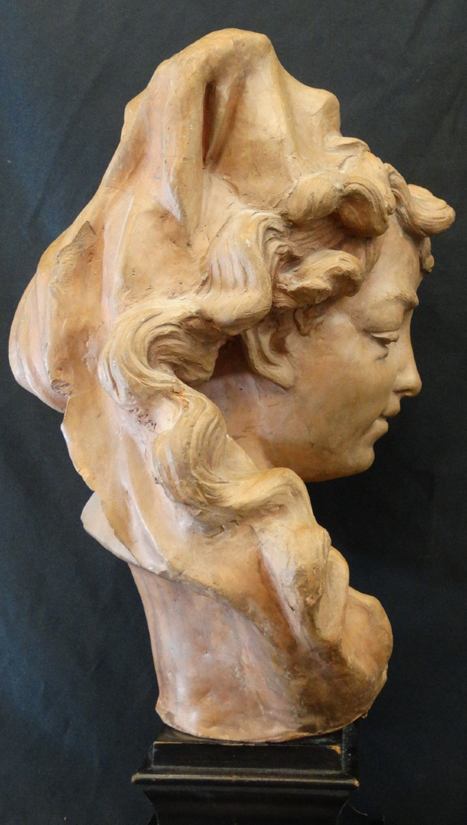 Female Terracotta Bust 19th Century-photo-2