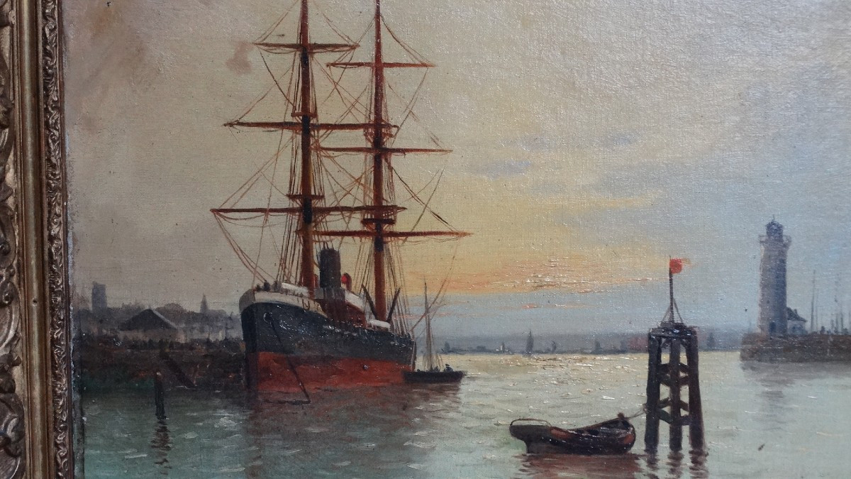 Marine , Oil On Canvas By Dancourt-photo-2