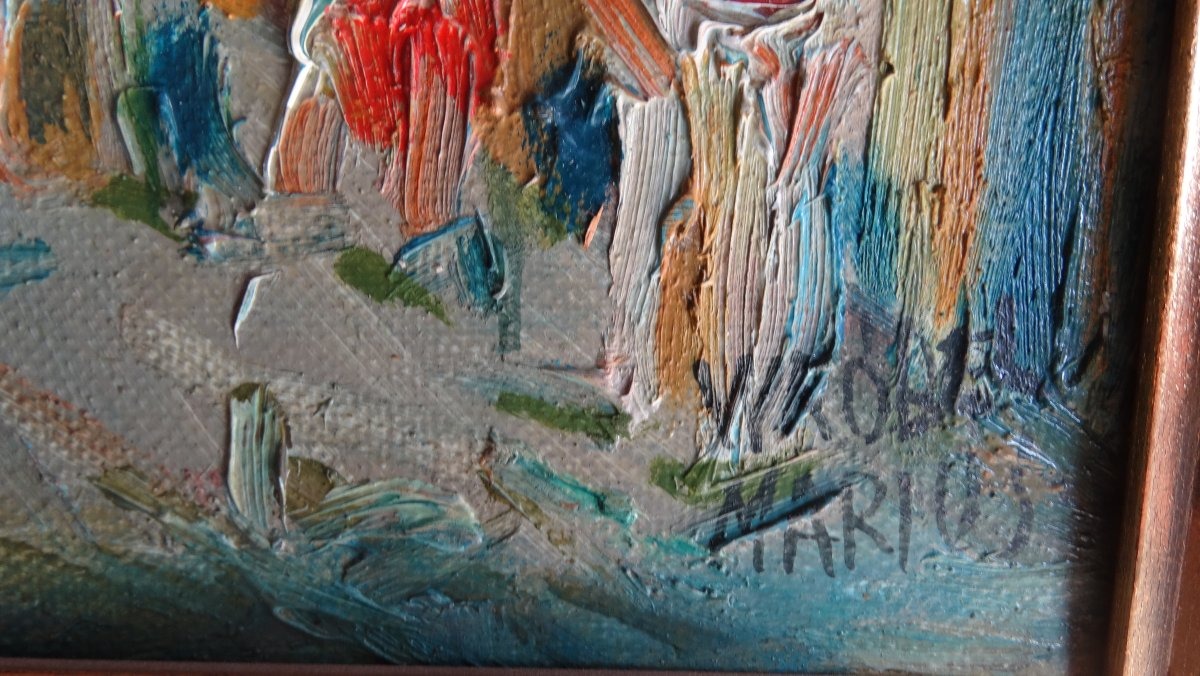 Bord de plage pavoisée de drapeaux , toile de Marius Wrobel-photo-2