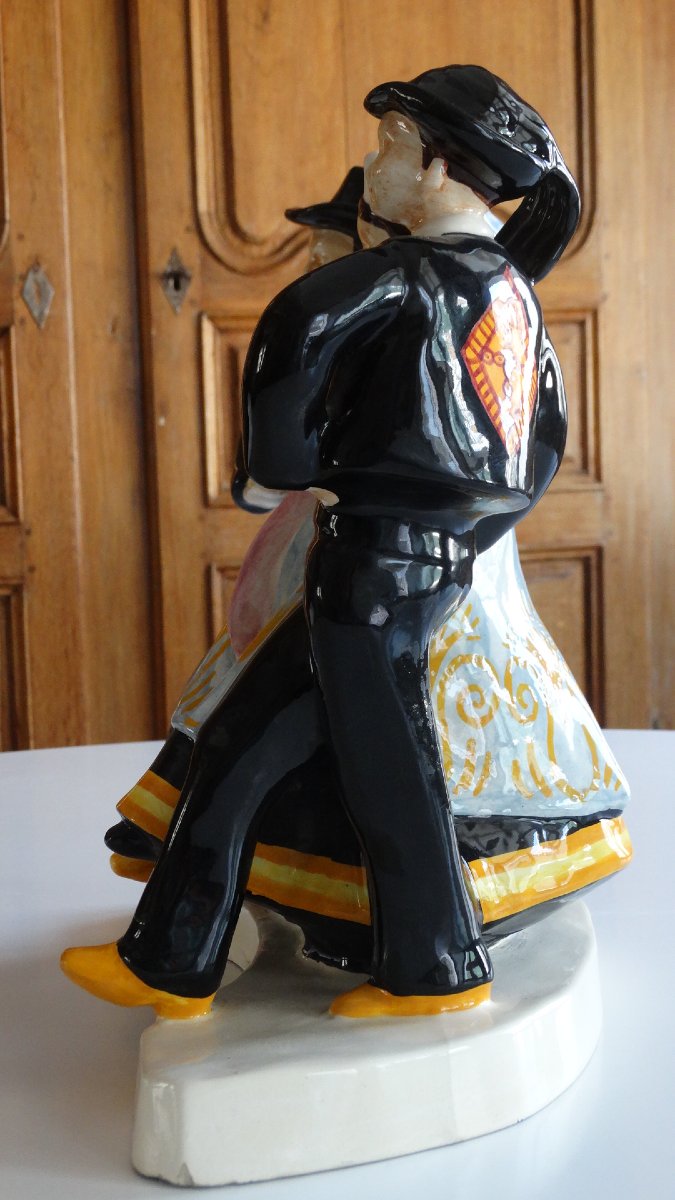 Quimper Henriot Earthenware Sculpture By Bel Delecourt-photo-4