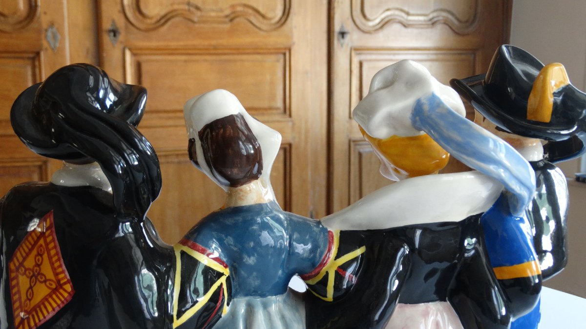 Quimper Henriot Earthenware Sculpture By Bel Delecourt-photo-5