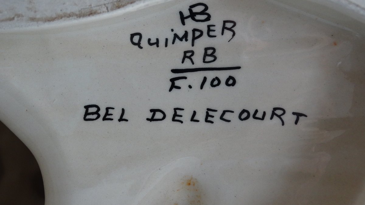 Quimper Henriot Earthenware Sculpture By Bel Delecourt-photo-7