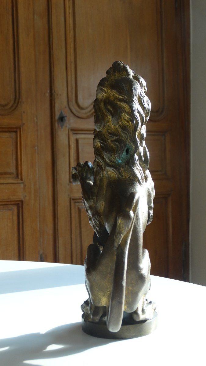 "lion Of Flanders," Bronze Staircase Sculpture From The Late 19th Century-photo-3