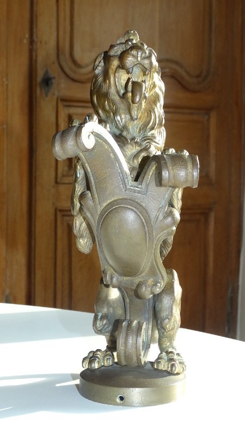 "lion Of Flanders," Bronze Staircase Sculpture From The Late 19th Century-photo-1