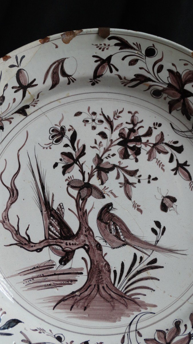 Dish Decorated With Birds And Insect Saint-amand 18th-photo-2