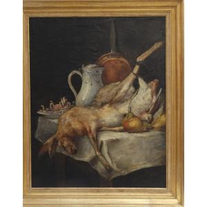 Still Life With Hare, Oil On Canvas By Emile Gilliot