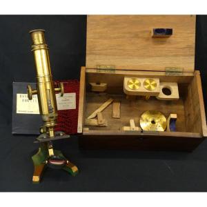 19th Century Bronze And Copper Microscope