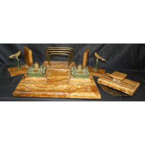 Desk Set: Inkwells Shaped Like Tanks  