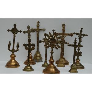 Set Of Bronze And Brass Crucifixes