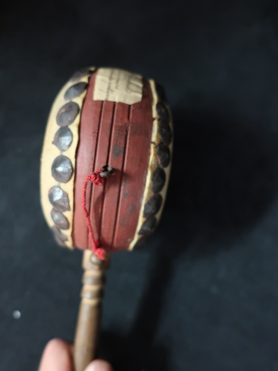 Instrument de musique. Tambourin Damru  japonais fin XIX éme siècle. -photo-4