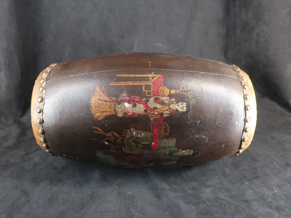 Chinese Polychrome Double-headed Drum. Musical Instrument-photo-3