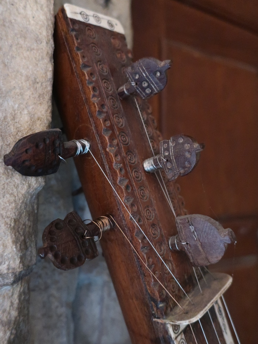 Tampoura du XIX ème siècle-Inde/Pakistan-incrustations d'os-5 cordes- Instruments de  musique-photo-3