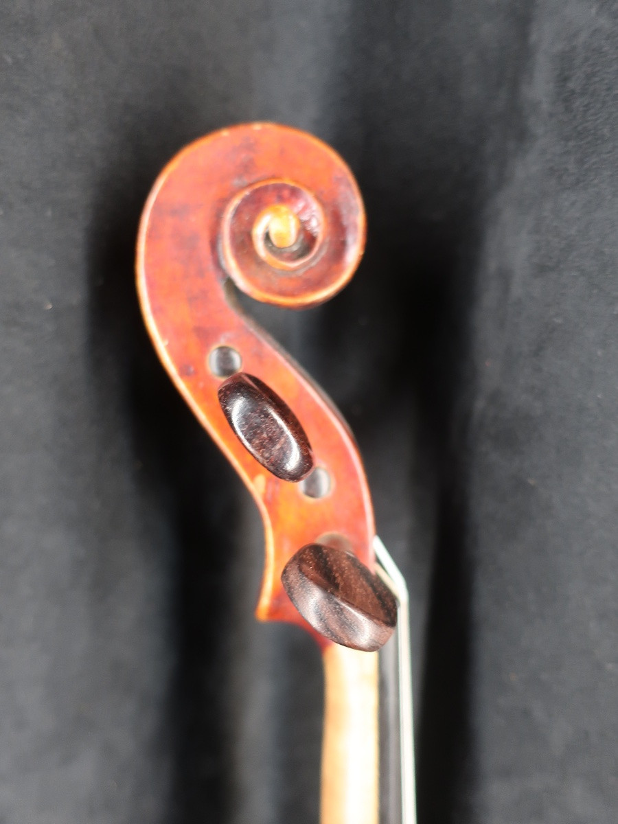 Late 19th Century German Violin, Antonius Label... Dark Red Varnish - Musical Instrument-photo-1