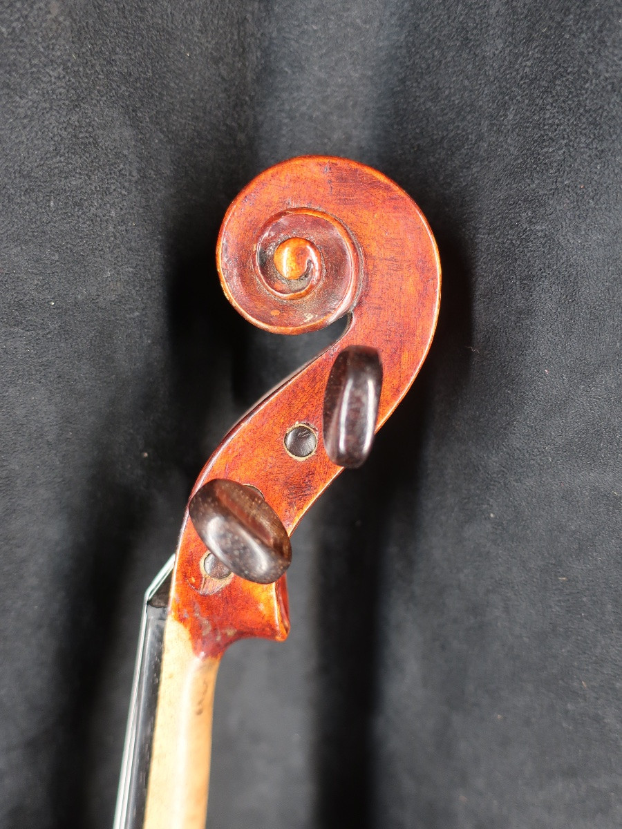 Late 19th Century German Violin, Antonius Label... Dark Red Varnish - Musical Instrument-photo-3