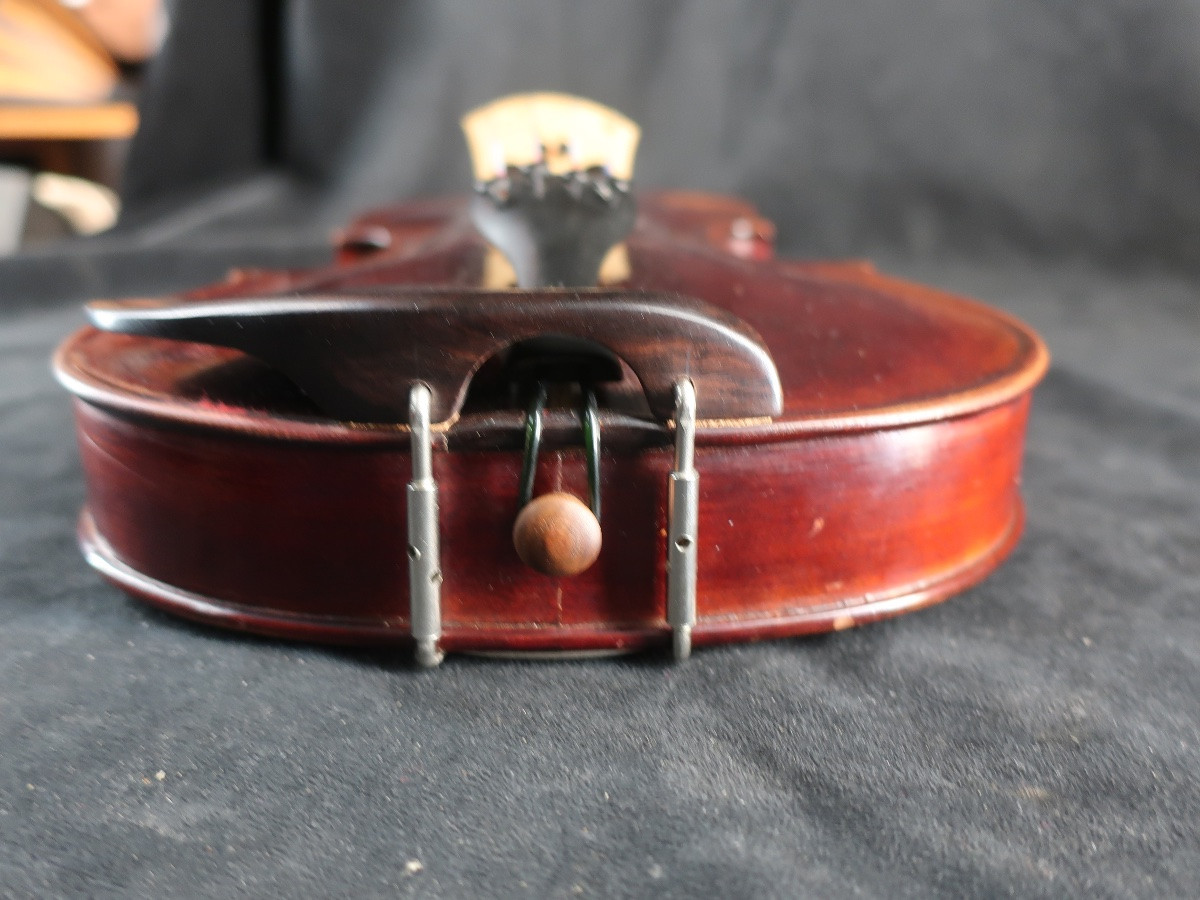 Late 19th Century German Violin, Antonius Label... Dark Red Varnish - Musical Instrument-photo-5