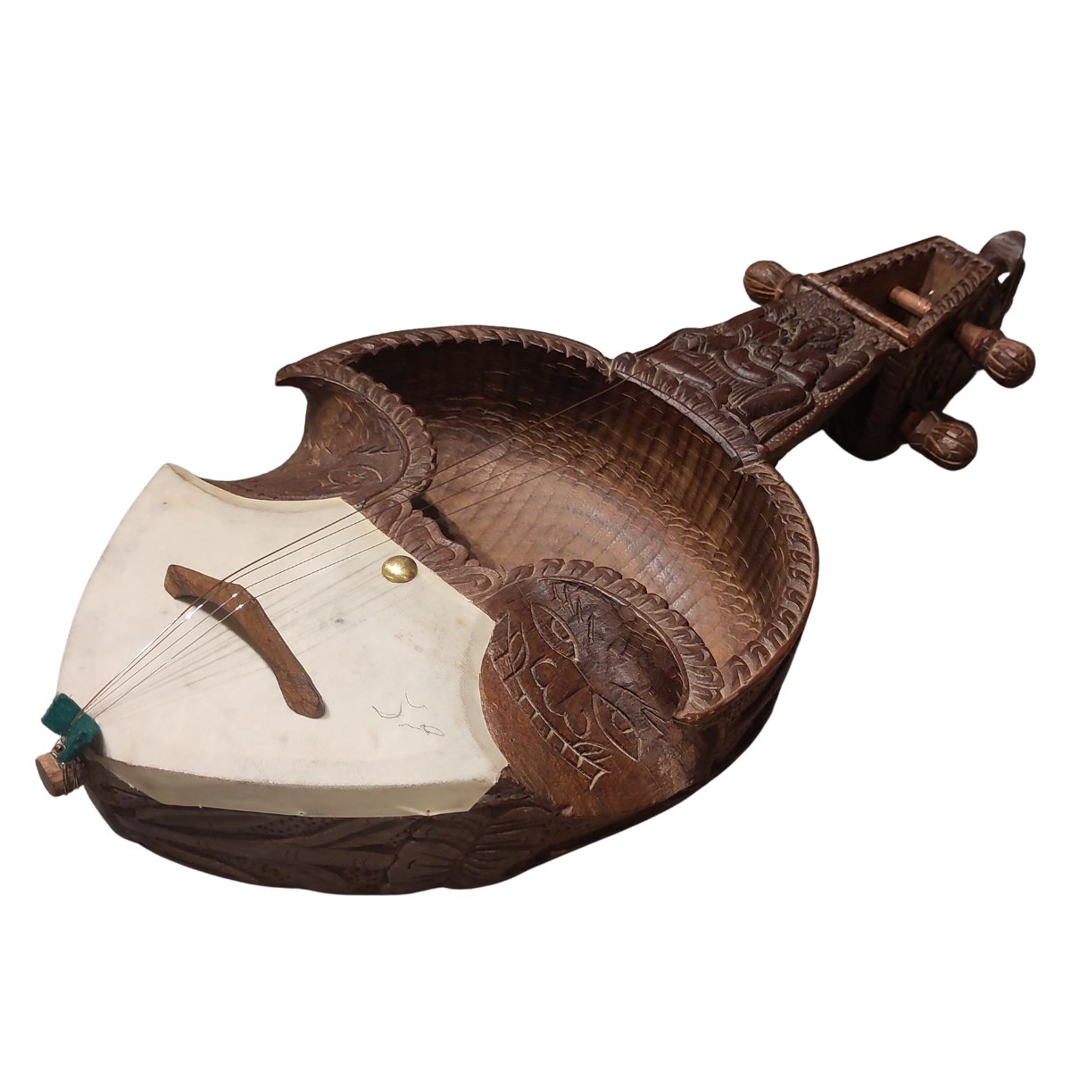 VIELE SARANGI NÉPAL BOIS SCULPTÉ-photo-2