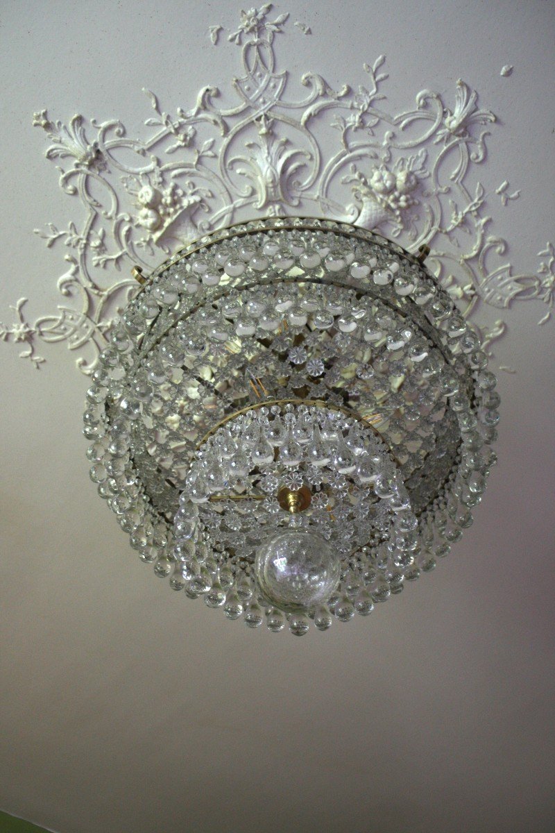 Large Chandelier Ceiling Lamp With 264 Drops Circa 1930 Diameter 60 Cm Height 70 Cm 14 Lights-photo-4