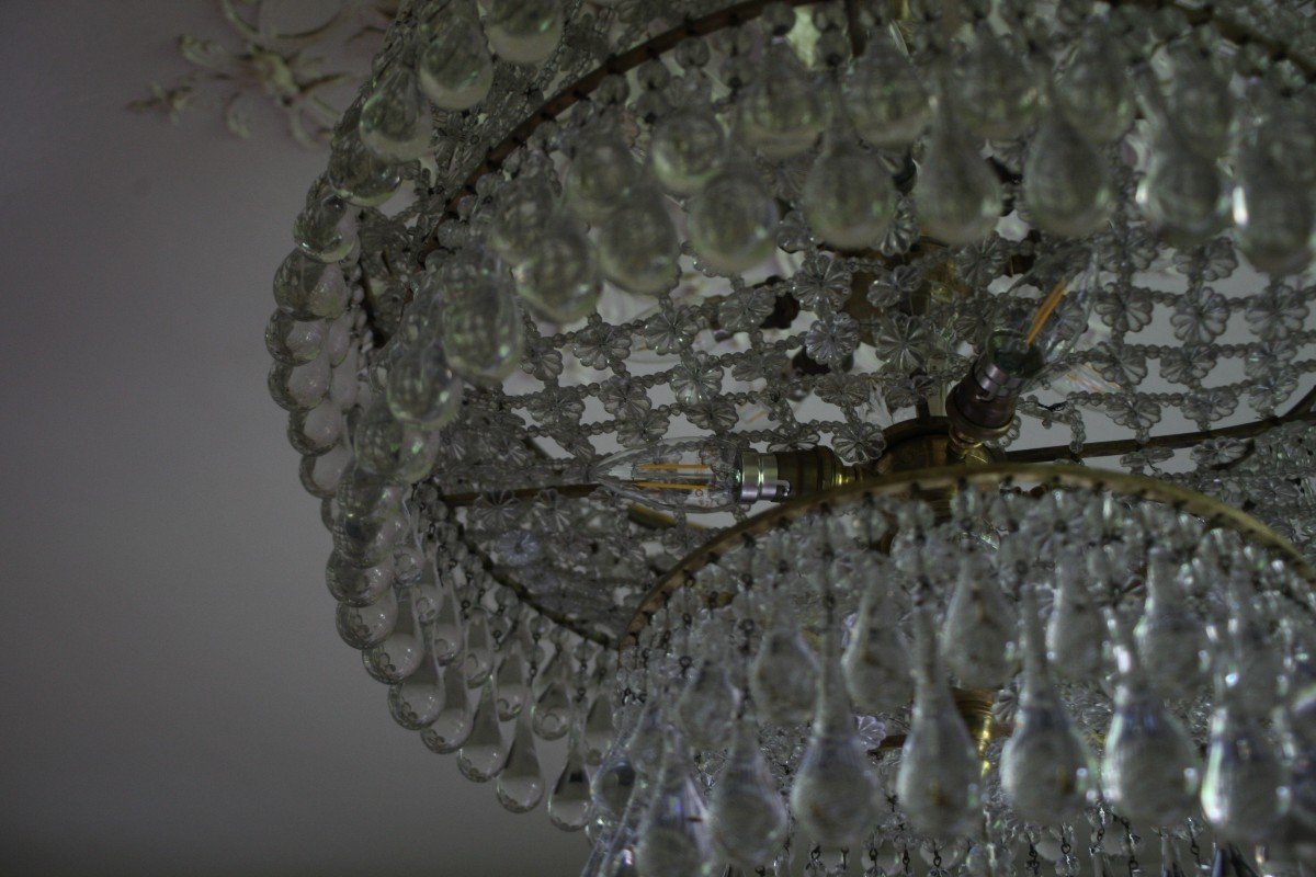 Large Chandelier Ceiling Lamp With 264 Drops Circa 1930 Diameter 60 Cm Height 70 Cm 14 Lights-photo-4