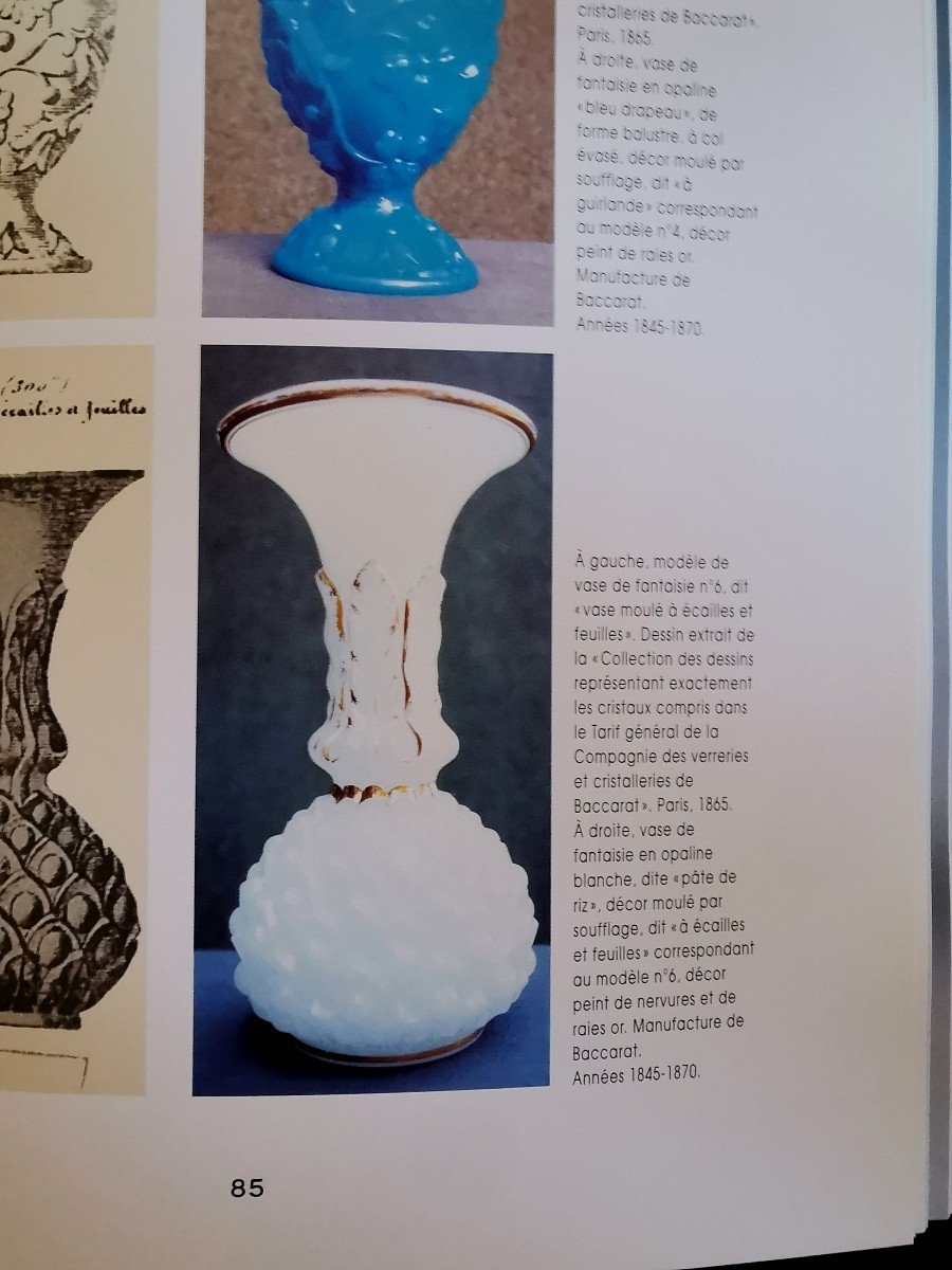 Baccarat  1850 Modele Ananas Paire De Vase Monte En Lampe En Opaline Blanche Et Dore -photo-7