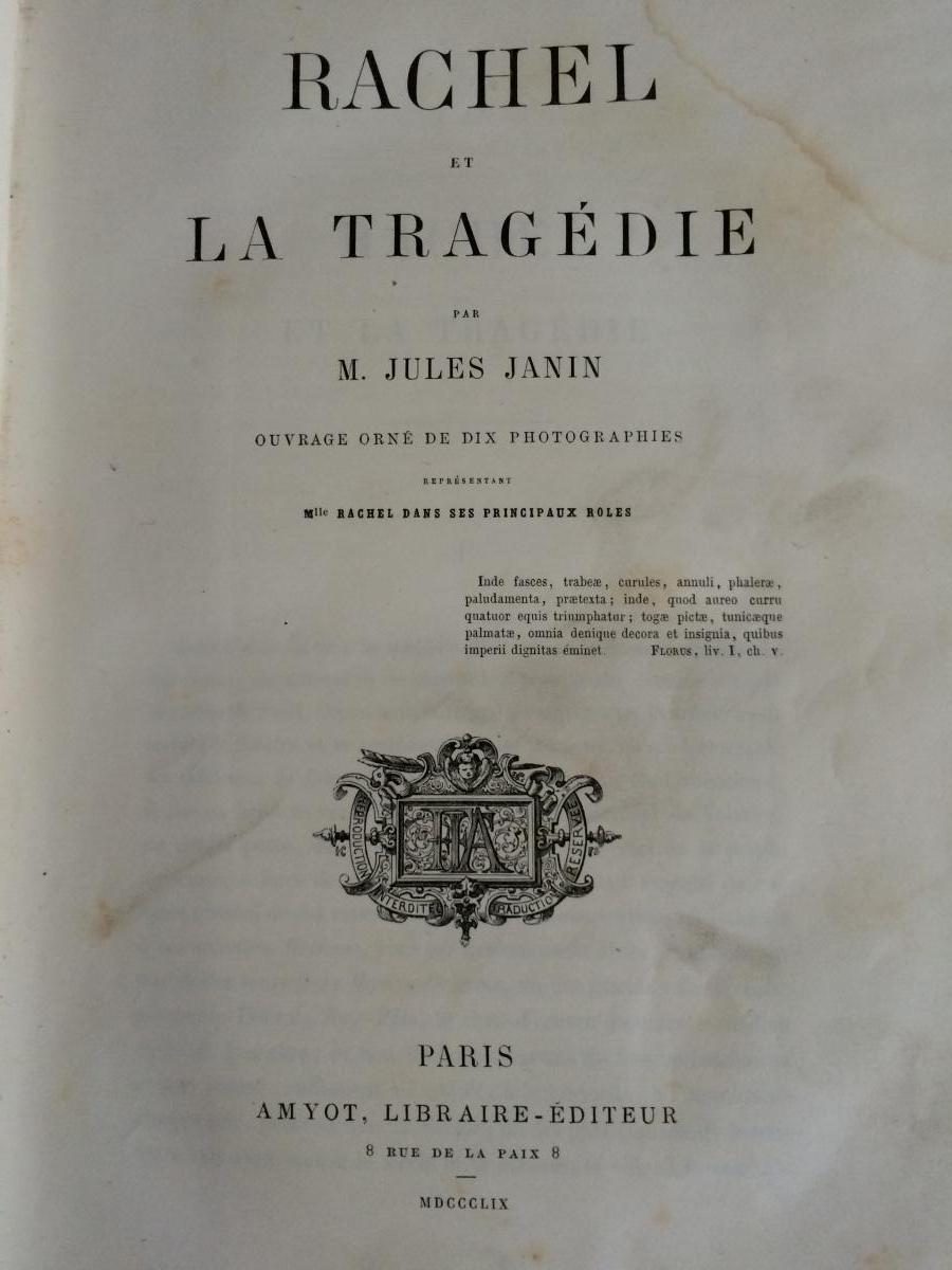 Rachel Et La Tragédie Par Jules Janin Ouvrage Orné De 10 Photos 1859 Amyot Editeur -photo-2