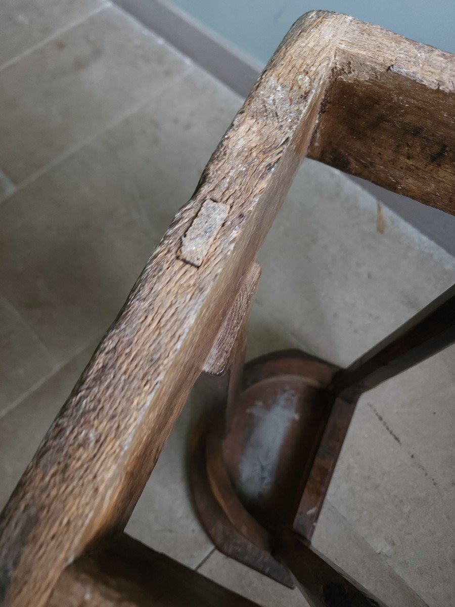 18th Century Cantor's Stool In Oak Church Choir-photo-4