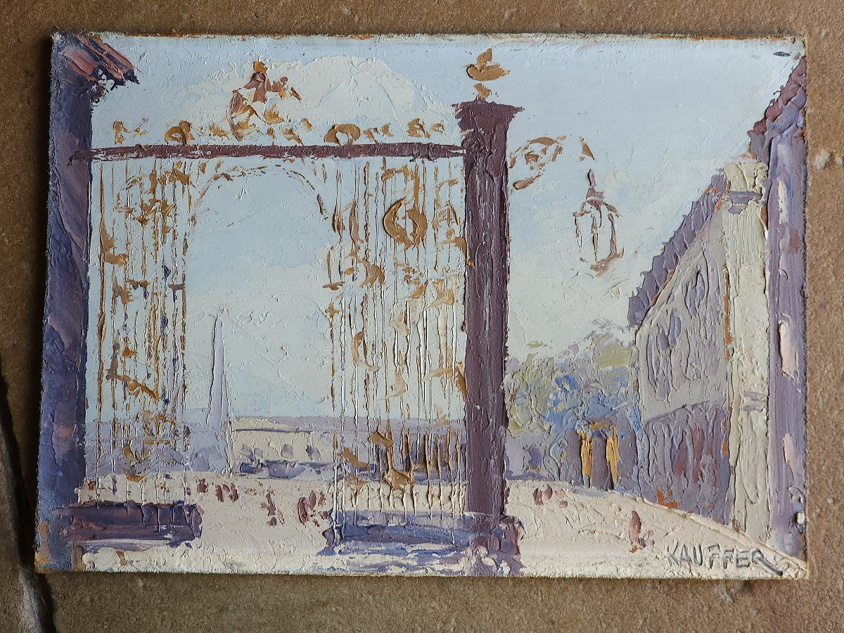 Kauffer André ( 1893-1977) peinture sur isorel place Stanislas a Nancy -photo-3
