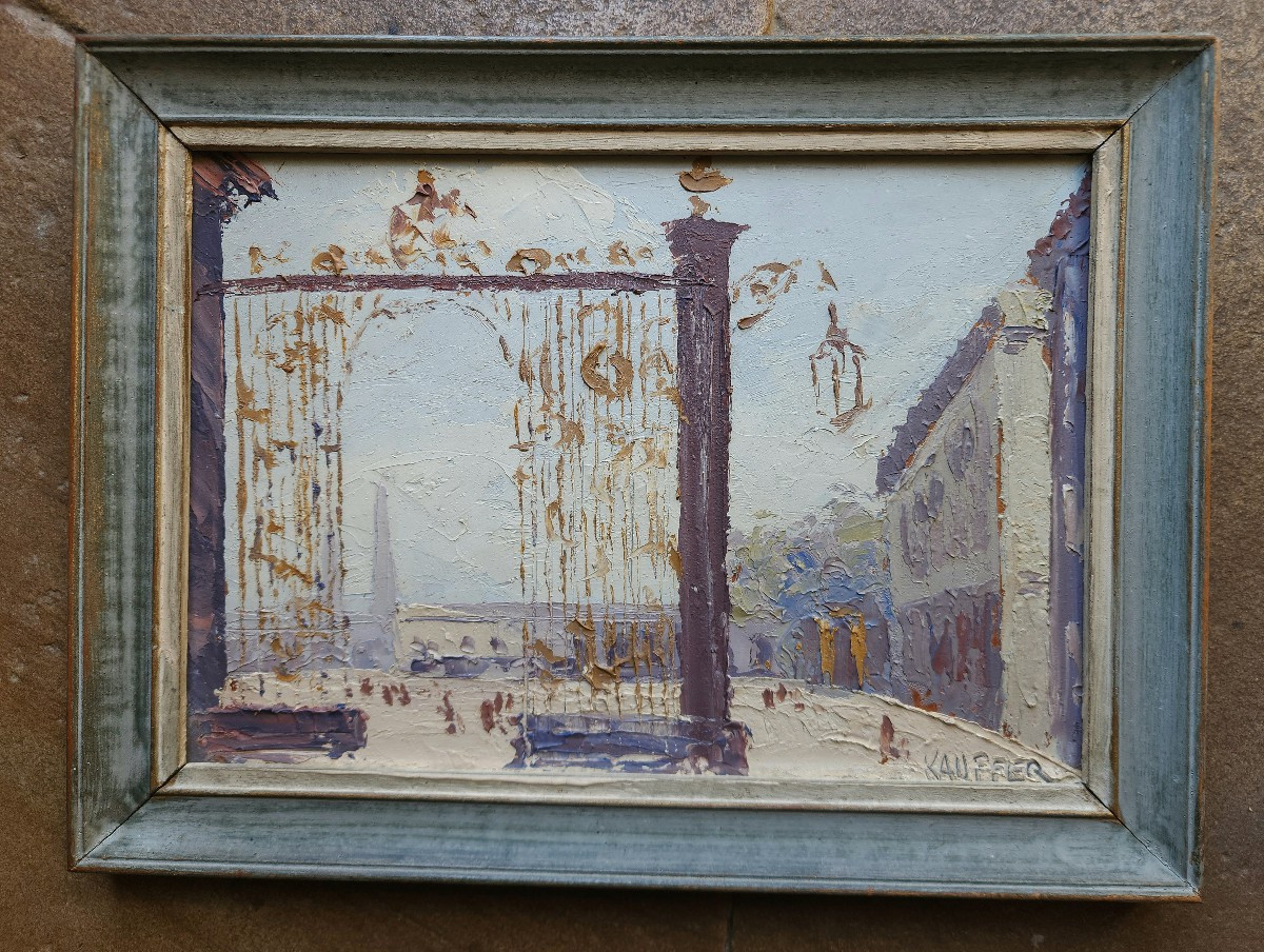 Kauffer André ( 1893-1977) peinture sur isorel place Stanislas a Nancy 