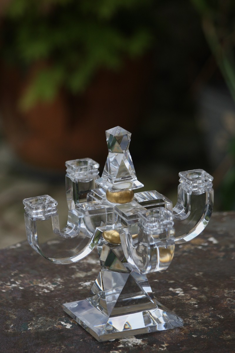 Baccarat Pair Of Candlesticks Stamped Attributed To Georges Chevalier 1947 La Tour Maubourg-photo-1