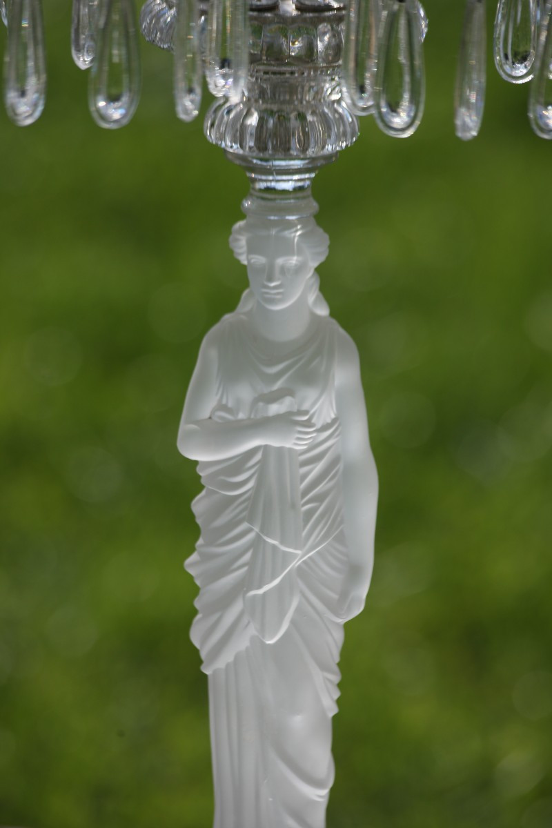 Baccarat Collection Of 5 Antique Baccarat Women's Candlesticks, The Model Of Which Has 7 Lights, Perfect Condition -photo-4