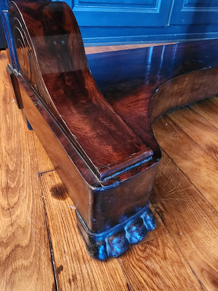 Grande console milieu XIX en placage d acajou flamme avec son marbre 130 cm tres bon etat-photo-3