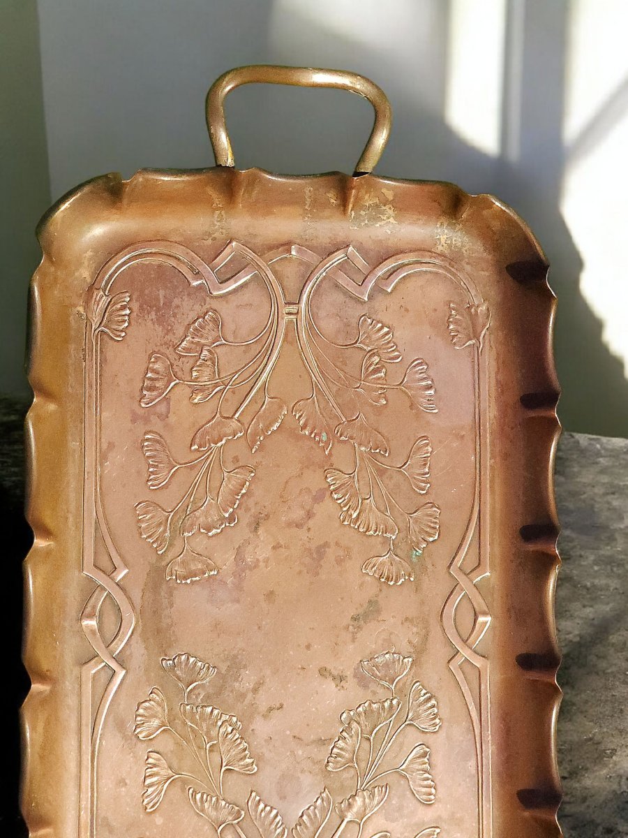 Carl Deffner Art Nouveau Jugendstil Copper Kettle With Tray-photo-3