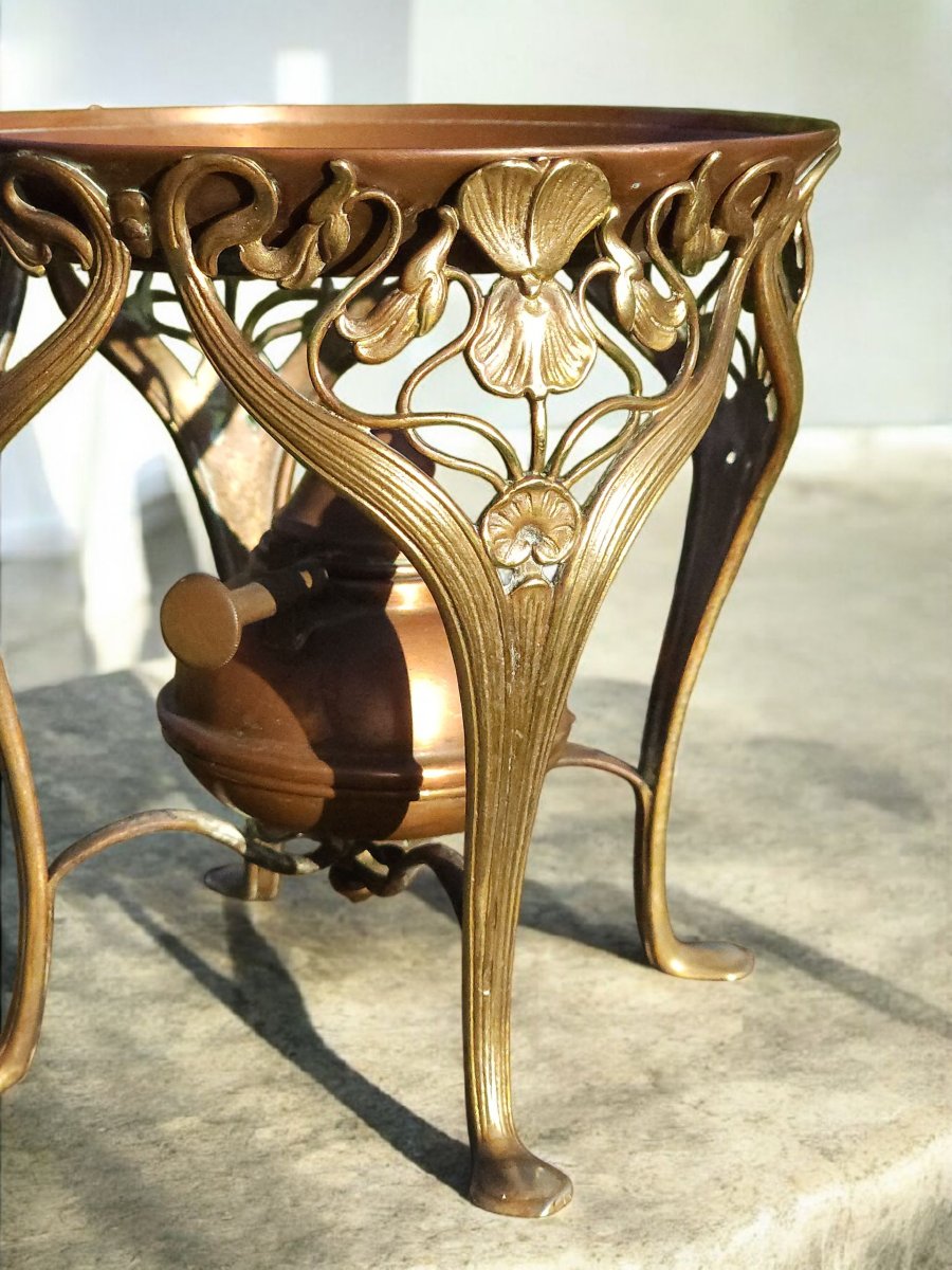 Carl Deffner Art Nouveau Jugendstil Copper Kettle With Tray-photo-1