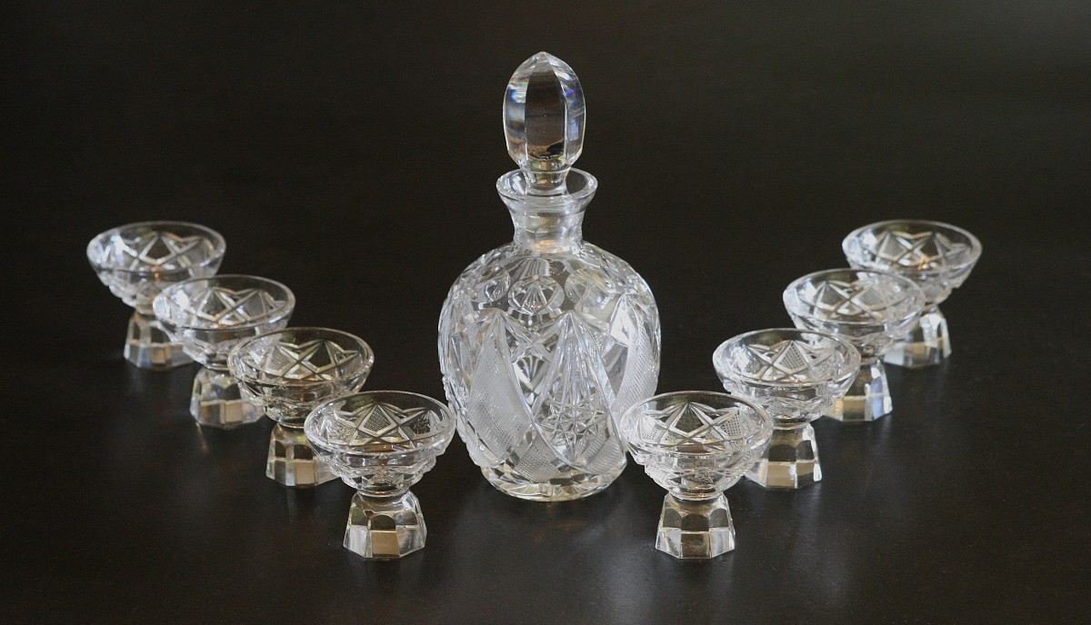 Complete Crystal Tea And Drink Service, Circa 1930, Exquisitely Cut. 
