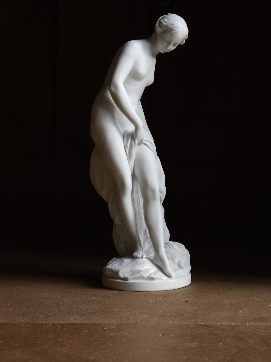 The Bather After Falconet Biscuit Vtm Porcelaine De France In Villenauxe The Large 31 Cm-photo-4