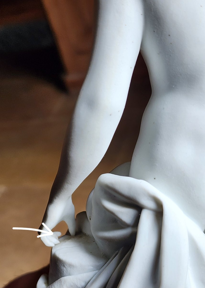 The Bather After Falconet Biscuit Vtm Porcelaine De France In Villenauxe The Large 31 Cm-photo-2