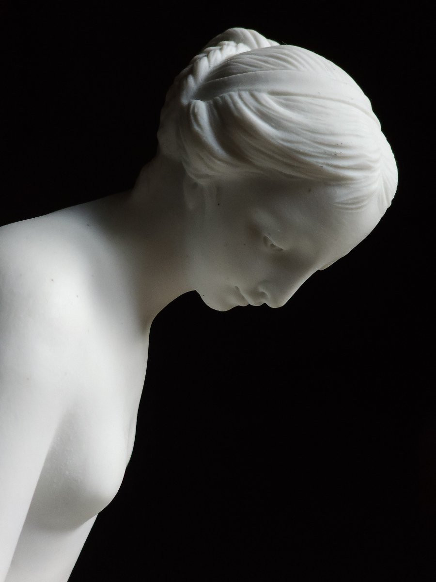 The Bather After Falconet Biscuit Vtm Porcelaine De France In Villenauxe The Large 31 Cm-photo-3