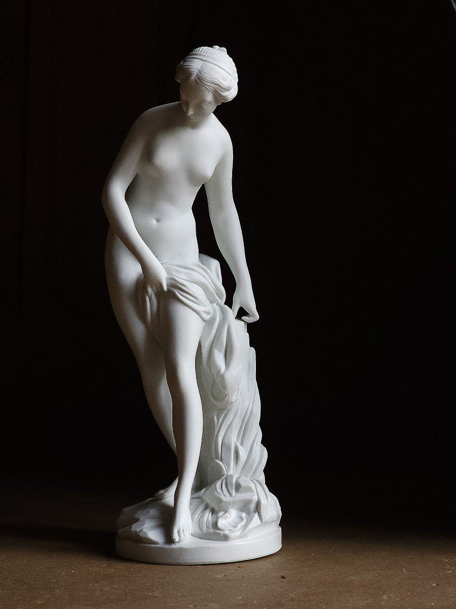 The Bather After Falconet Biscuit Vtm Porcelaine De France In Villenauxe The Large 31 Cm-photo-4
