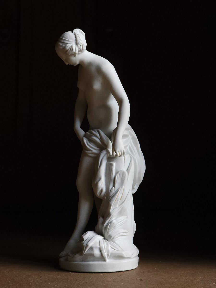 The Bather After Falconet Biscuit Vtm Porcelaine De France In Villenauxe The Large 31 Cm-photo-5